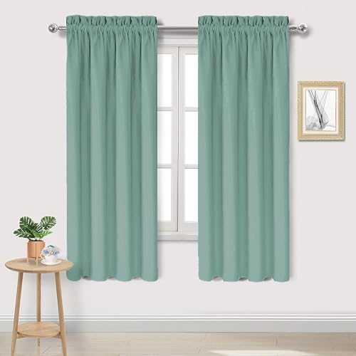 DWCN Blackout Curtains for Living Room Thermal Insulated, Energy Saving & Noise Reducing Bedroom Curtains, Sage Green, W 42x L 72 Inch, Set of 2 Rod Pocket Curtain Panels
