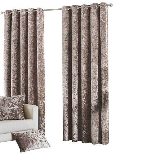 "Riva Paoletti Verona Ringtop Eyelet Curtains (Pair) - Teal Blue - Velvet Feel - Crushed Velvet Look - Ready Made - 100% Polyester - 168 cm Width X 183 cm Drop (66"" X 72"" Inches) - Designed In The UK"