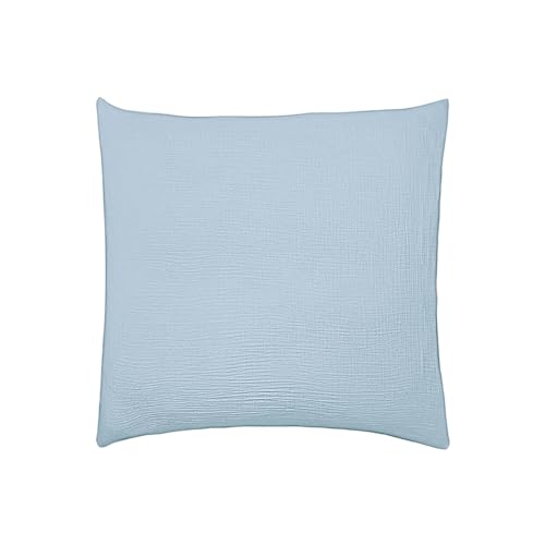 Cotton Gauze Pillowcase 65 x 65 cm Tendresse Heure Bleue, Essix, Blue