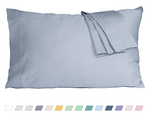 HOMTEC Pillow Cases, King Size Cotton Percale Weave Pillowcases, Pre-Shrunk Breathable and Hypoallergenic Pillowcases, Set of 2 (2 Piece King 20 Inch x 40 Inch, Dark Gray)