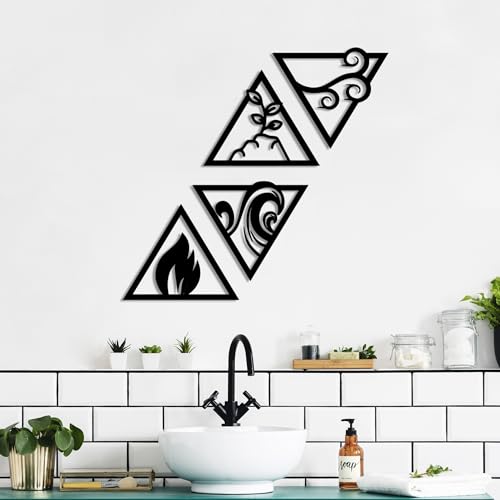 Stylish Decorative Metal Wall Accessory (4 Pieces), Black, 30 x 25 cm, 100% Metal, 1.5 mm Thickness, Perfect for Modern Home Decor & Accent Walls