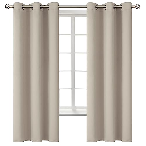 BGment Camel Room Darkening Curtains 63 Inches Long - Grommet Thermal Insulated Drapes Window Treatment Curtains for Bedroom, 2 Panels, 42 x 63 Inch