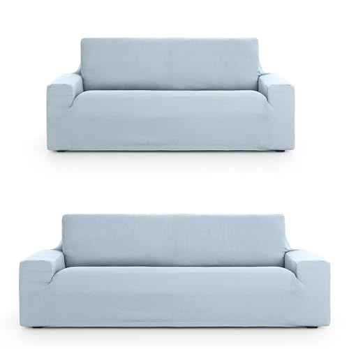 ECOMMERC3 - Universal and Versatile 3+2 Duo Sofa Cover ??? Light Blue Sofa Cover Protector Easy to Install for Back, Seat and Arms