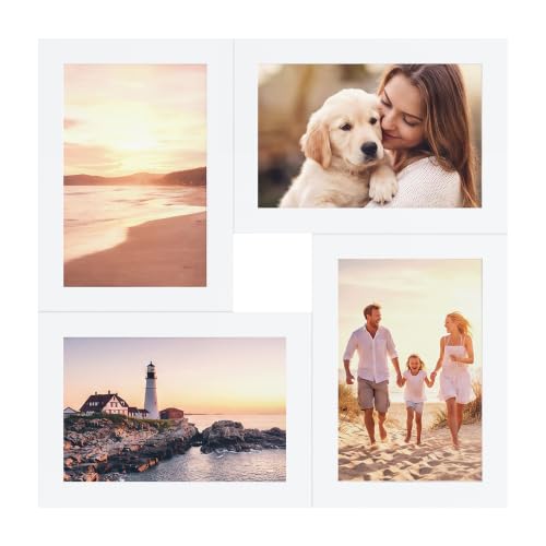 SONGMICS Picture Frames Wall Hanging, Set of 4, 4 x 6 inches - Small Photo Frame, 17.3 x 1.5 x 12.3 cm, White, KAVI Collection RPF101WZ01