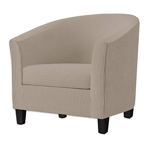 SHILV. HOME 2 Piece Tub Chair Covers with Cushion Cover,Stretch Jacquard Furniture Cover,Armchair Protector Slipcover Removable Machine Washable (Camel)
