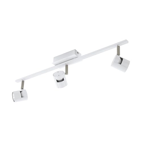 Eglo LED Ceiling lamp Vergiano, 3-Light dimmable Ceiling Spotlight Made of Metal and Aluminium, Living Room Light in White and matt Nickel, Spots Including GU10 Bulbs, Warm White