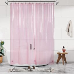 Barossa Design Shower Curtain Long 78 Inch Height 3 Magnets and Waterproof Lightweight PEVA Shower Liner for Bathtub PVC Free Metal Grommets 72 x 78 Inch Transparent Pink