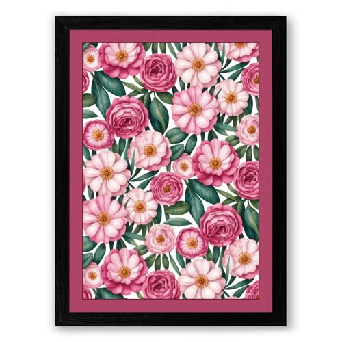 Victorian Floral Tapestry Botanical Framed Wall Art Print A1 (84.1×59.4cm) Black, Wall Decor for Living Room, Bedroom, Office & Home, Ready to Hang, Art Gift
