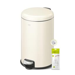 EKO Bathroom Pedal Bin with Lid, Soft Close, Vanilla Steel, 3L