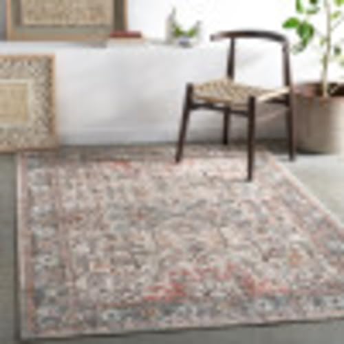 Livabliss Khasab Vintage Rug - Area Rugs Living Room 200x275 cm, Dining Floor, Kitchen, Traditional Multicoloured Boho Easy Care Pile, Bohemian Large Rust, Charcoal, Dusty Pink Rug