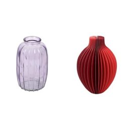 Talking Tables Lilac Glass Bud Vase for flowers, s & Talking Tables Rote Wabenpapier-Vase mit Glasfläsc Table Decor Bundle
