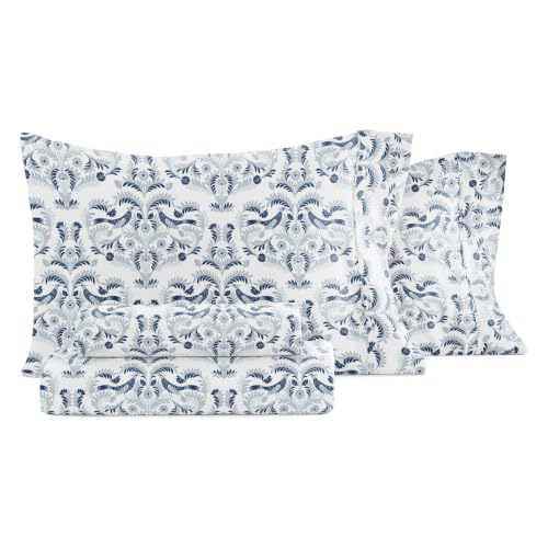 Linen Market Premium Ultra Soft Garden Estate Pattern 4 Piece Sheet Set, King, Navy, Garden Estate Navy (IEH-4PC-GDS-KING-NAVY)