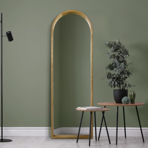 "The Naturalis - Solid Oak Framed Arched Leaner/Wall Mirror 71"" X 24"" (180CM X 60CM) Scandinavian 'Scandi' Inspired, Brown"
