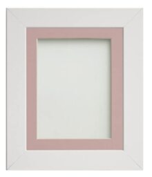 Frame Company Watson White Picture Photo Frame fitted with Perspex, 10x10 inch with Pink Mount for image size 8x8 inch