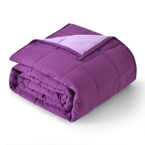"Topblan Blanket for Adults 20lbs, Breathable Cooling Blanket, High Breathability Heavy Blanket, Soft Material with Glass Beads for All Season, Sofa Bed, 60""x80"" Queen Size, Purple"