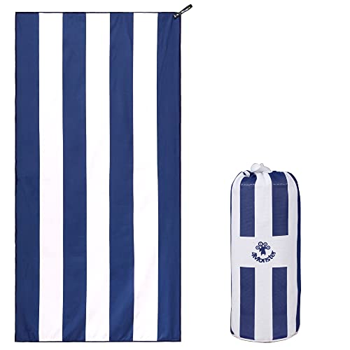 4Monster Quick Dry Beach Towel, Ultra Absorbent Microfiber Travel Towel, Lightweight & Compact for Beach, Swimming, Camping, Pool, Water Sports & Yoga