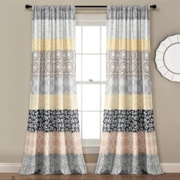 Boho Chic Light Filtering Curtains - 95 X 52 Inch Panel Pair, Turquoise & Navy, 100% Polyester, Rod Pocket - View #4