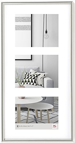 walther Design Picture Frame White 3x 13x18 cm Gallery with PassepArtout, Galeria Plastic Frame KW338S