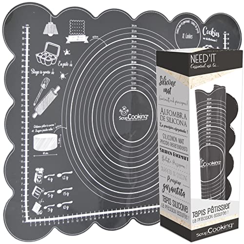 ScrapCooking 5254 Silicone Pastry Mat, Charcoal Grey, 60 x 43.5 x 0.2 cm