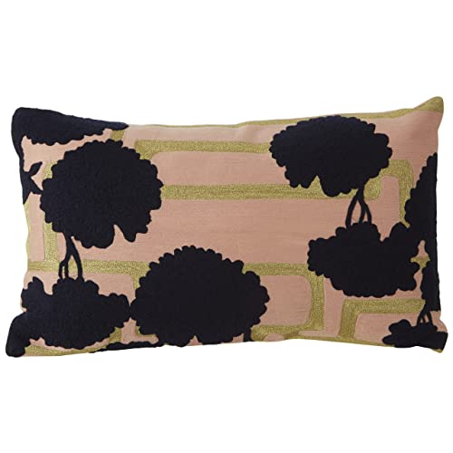 Premier Housewares Floral Design Cushion, Unique Textile, Bohemian Lounge Vibe, Sofa Cushions, Embroidered Pattern, Textured Accent Piece, Vibrant Colors, W50 x D30 x H5cm