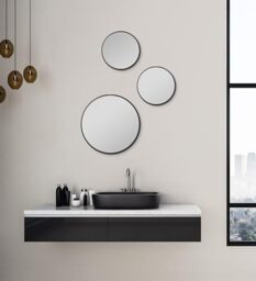 Talos Picasso Black 25 cm Round Wall Mirror with Aluminium Frame for Bathroom - Elegant, Functional Mirror for Stylish Ambience