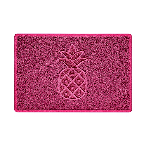 Nicoman Pineapple Embossed Shape Door Mat Dirt-Trapper Jet-Washable Doormat-(Use Indoor or Sheltered Outdoor)- (60x40cm/23.6x15.7inches, Small) Pink