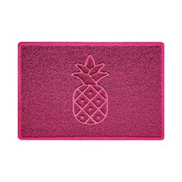 Nicoman Pineapple Embossed Shape Door Mat Dirt-Trapper Jet-Washable Doormat-(Use Indoor or Sheltered Outdoor)- (60x40cm/23.6x15.7inches, Small) Pink