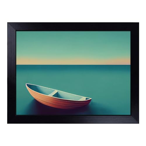 Lap Tray with Bean Bag Cushion, Modern Sailing Boat - Handmade in the UK, Raised Wooden Edge, Padded Cushion, Heat-Resistant Wipe-Clean Surface, for Meals, Laptops and Crafts