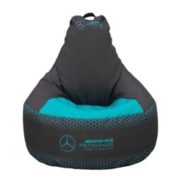 Mercedes AMG Petronas Official Large Bean Bag, Highback Gaming Bean Chair with Filling Included, Comfortable Blue and Black Design F1 Hexagon Lounging Chair for All Ages and Indoor and Outdoor Use