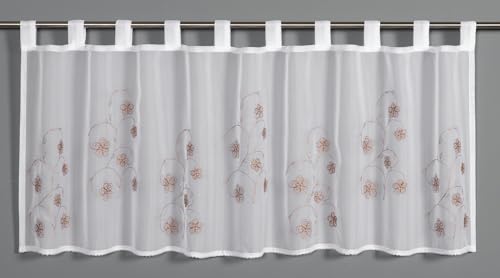 Gardinia Bistro Curtain Voile Floral Embroidery White 135 x 45 cm