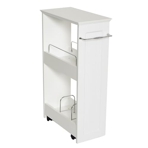 Zenna Home Slim Bath Shelves, Freestanding Moveable Bathroom Storage,White,8 inch