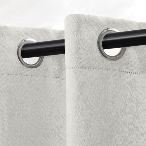 Superior Blackout Curtains, Room Darkening Window Accents, Sunblocking, Thermal, Modern Geometric Waves with Rod Pockets, Curtain Set of 2 Panels, 26 W X 63 L, Ivory
