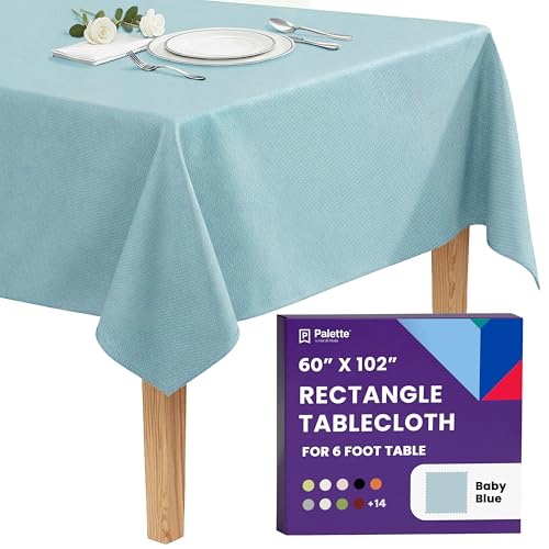 Gee Di Moda Rectangle Tablecloth - 60 x 102 Inch Baby Blue Table Cloth for 6 Foot Rectangle Table - Heavy Duty Washable Fabric - for 6 Ft Buffet Table, Holiday Party, Dinner, Wedding & Baby Shower