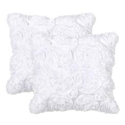 PiccoCasa 3D Stereo Satin Cushion Covers 2 Pack Snow White 40cm x 40cm