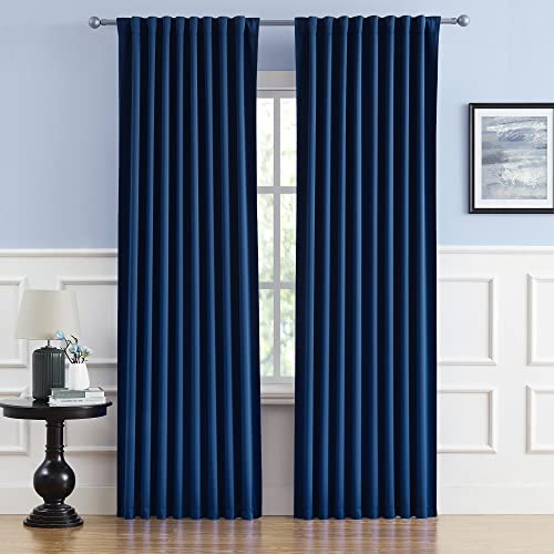 Blackout Curtains, Thermal Insulated, for Widow Treatment, 90 Inches, with Loops on the Back, Bedroom, W 52 x L 90 Inches, 2 Panels