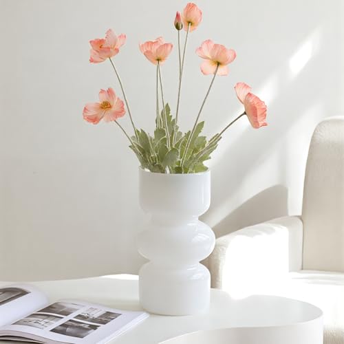 GarDream Hydroponic Bubble Vase 7 Inch White Glass Vase for Flowers, Minimalist Decorative Flower Vases for Centerpiece Table, Home Decor, Living Room, Dining Room, Wedding, Office Decor, Lego Flowers