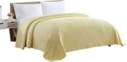 Beatrice Home Fashions Chenille Bedspread, Cotton, Yellow, Full