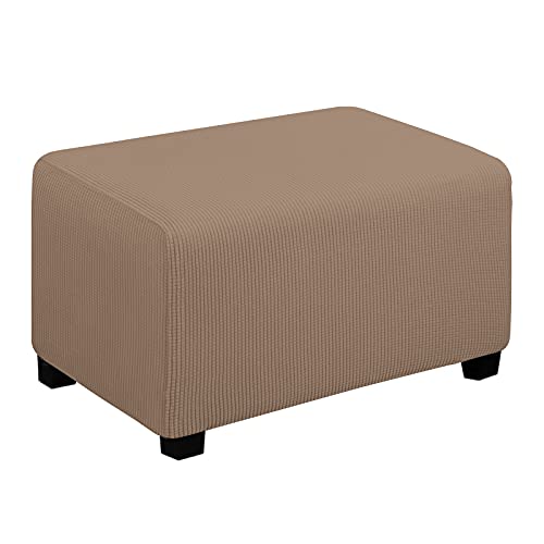 Easy-Going Stretch Small Rectangle Ottoman Cover Camel - Folding Storage Footstool Furniture Protector Soft slipcover with Elastic Bottom