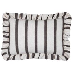 furn. Wylder Connie Polyester Filled Cushion – Striped Ruffle Linen Textured Decorative Pillow (Chocolate – 35x50cm)