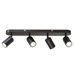 B.K.Licht Ceiling Light, 4 Adjustable Spots, GU10 Sockets, Bulbs not Included, Rotatable Spotlight for Kitchen, Dining Room, Bedroom, Metal Spotbar, Flexible Design IP20 230V, 55/21.6 cm, Black