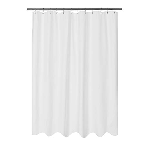 Mrs Awesome Embossed Microfibre Fabric Longer Shower Curtain Liner 75 Inch Long, Washable and Water Repellent, White