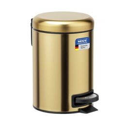 Wenko Leman Cosmetic Pedal Bin Matte Gold 3 L – Cosmetic Bin, Rubbish Bin with Anti-Fingerprint, Capacity: 3 litres, stainless steel, 17 x 25 x 22.5 cm, gold