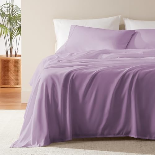 SLEEP ZONE 4-Piece Soft Cooling Bed Sheet Set - Wrinkle Free & Fade Resistant Moisture Wicking Breathable Microfiber Sheet (Lavender, Full)