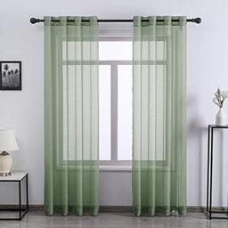 "DONREN SAGE Sheer Curtains 72 Inch Long 2 Pack Eyelet Linen Look Voile Textured Sheer Curtains for Living Room Bedroom 52"" W x 72"" L"