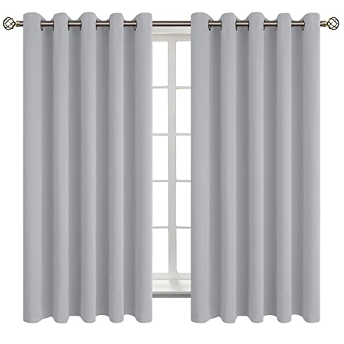 BGment Room Darkening Curtains 63 Inches Long - Grommet Thermal Insulated Drapes Window Treatment Curtains for Bedroom, 2 Panels, 70 x 63 Inch, Light Grey