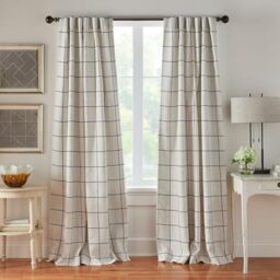 Elrene Home Fashions Brighton Checkered Blackout Panel Curtain for Living Room and Bedroom with Back Tunnel and Pocket Bookmarks for Curtain Rod, 132cm x 274cm, Indigo, 1 Panel