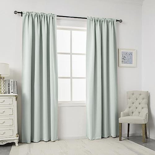 DUALIFE Greyish White Curtains 120 Inch Length Extra Long Window Drapes for Bedroom Thermal Insulated 10 FT Curtains for Living Room,Rod Pocket (54 x 120 Inches Long, 2 Panels)
