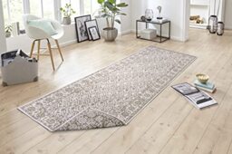 NORTHRUGS Curacao Indoor and Outdoor Rug 80 x 250 cm - Reversible Rug Weatherproof Modern Graphic Pattern for Balcony Patio Garden Conservatory Kitchen Living Room Rug Waterproof in Linen