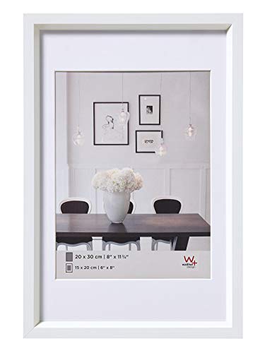 walther design Picture Frame White 50 x 70 cm with PassepArtout, Steel Style Plastic Frame ES070W