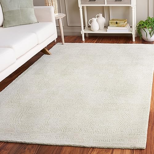 Safavieh Contemporary Rug for Living Room, Dining Room, Bedroom - Abstract Collection, Short Pile, in Ivory and Rust, 91 X 152